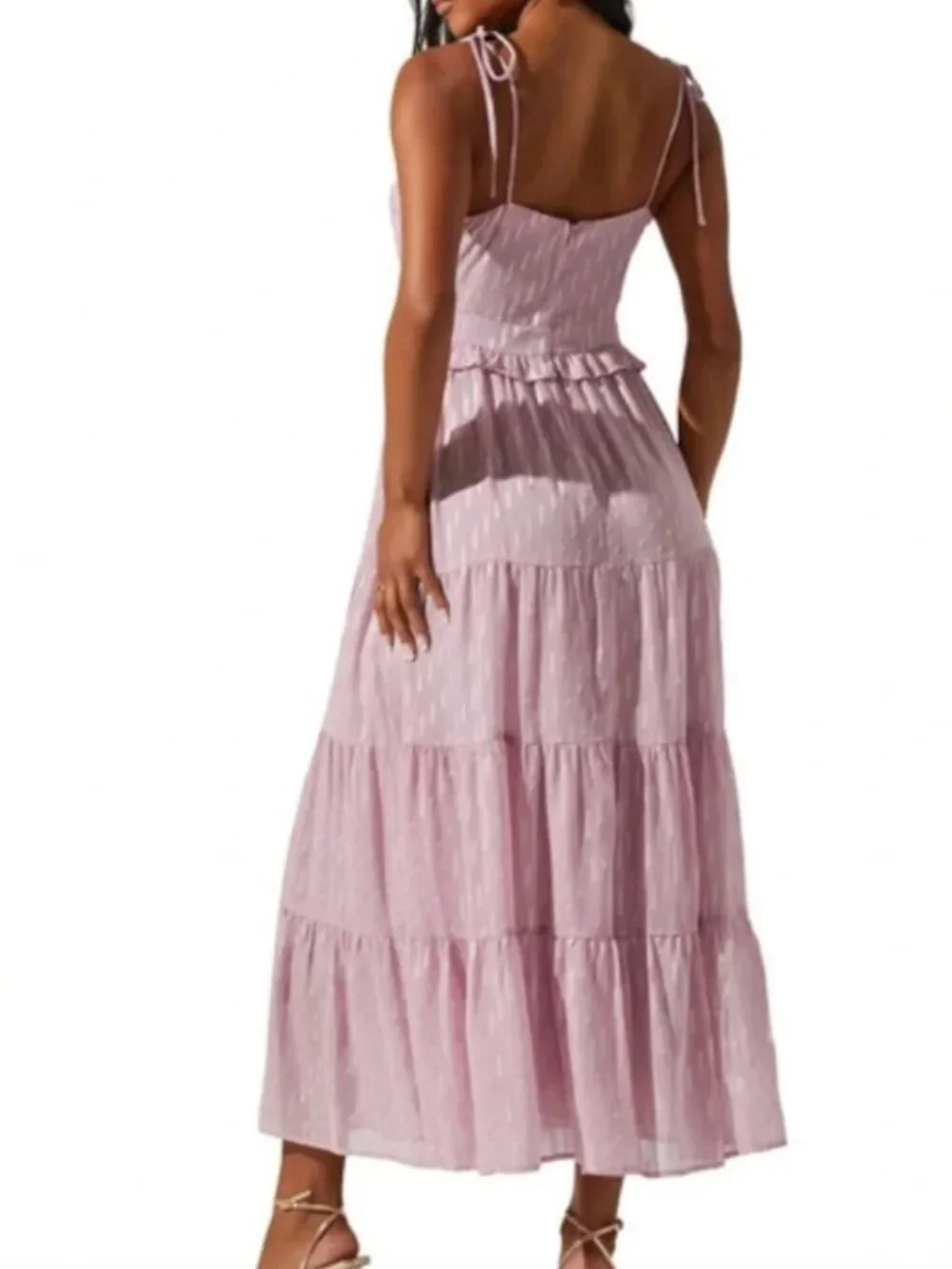 ASTR the Label Jacquard Tiered Midi Dress